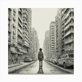 Street In The City Canvas Print
