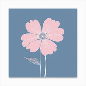 A White And Pink Flower In Minimalist Style Square Composition 343 Canvas Print