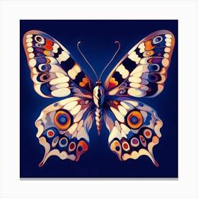 Block Print Butterfly on Blue II Canvas Print