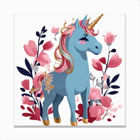 Unicorn And Flowers Canvas Print