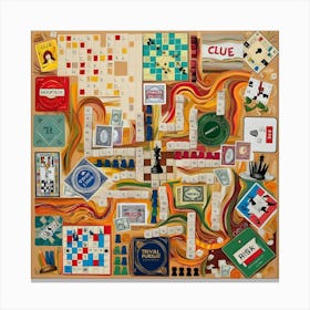 A Vibrant And Intricate Collage Featuring A Diverse Array Of Board Games As Art Canvas Print