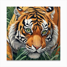 Tiger In The Grass Canvas Print