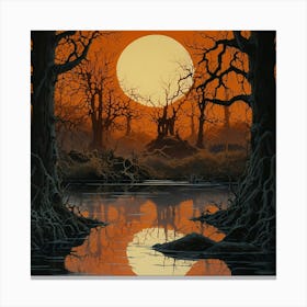Default Full Moon Rising Over A Pond Photography Romanticism 1 ١ 2 Canvas Print