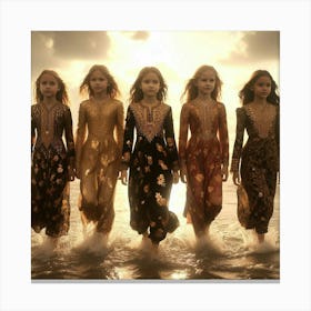 Girls In The Water Canvas Print