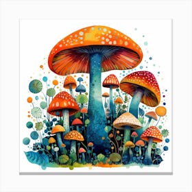 Mushrooms In The Forest 17 Canvas Print