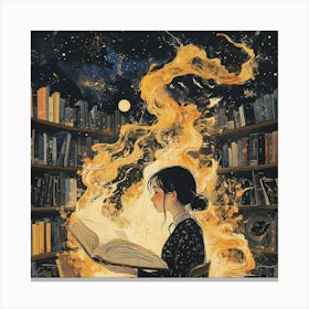 Girl Reading A Book 4 Canvas Print