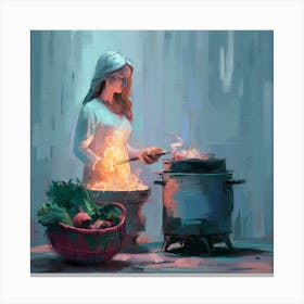 Woman Cooking 2 Canvas Print