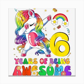 Kid 6 Years Old Unicorn Gift 6th Birthday Girl Unicorn Party Canvas Print