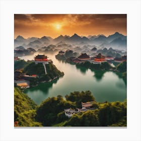 Sunset In Luoyang Canvas Print