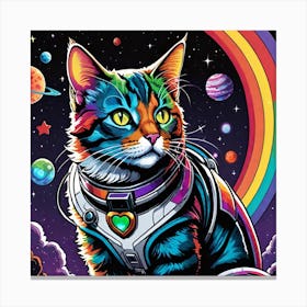 Rainbow Galaxy Cat Canvas Print