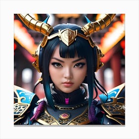 Asian Girl With Horns Canvas Print