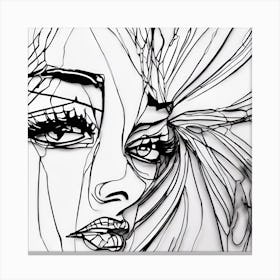 Wire Drawing Of A Woman'S Face Canvas Print