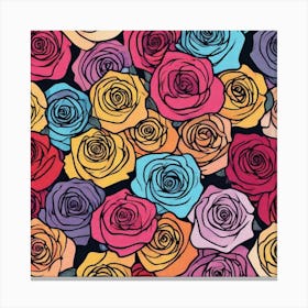 Roses Seamless Pattern 19 Canvas Print