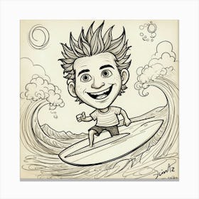 Caricature Of A Surfer Canvas Print