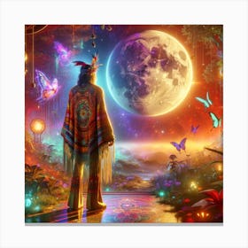 Native American In The Forest Canvas Print