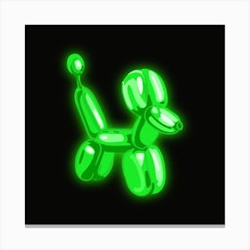 Green Neon Balloon Dog Square Wall Art Canvas Print