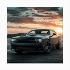 Dodge Challenger At Sunset Canvas Print