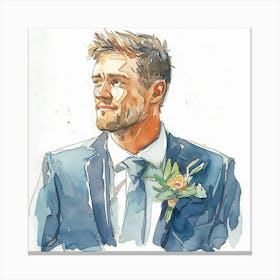 Watercolor Grooms Boutonniere 171 Canvas Print