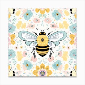 Bees And Flowers Canvas Print