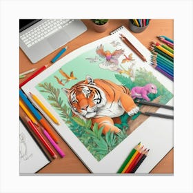 Tiger Drawing 1 Canvas Print