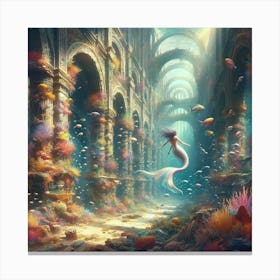 Mermaid Underwater paintings art print Canvas Print