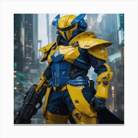 Yellow And Blue Warrior Canvas Print