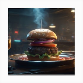 Burger With Beer 1 Canvas Print