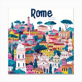 Rome PostCard Artwork 4 Canvas Print