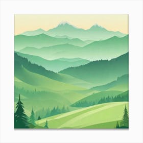 Misty mountains background in green tone 54 Canvas Print
