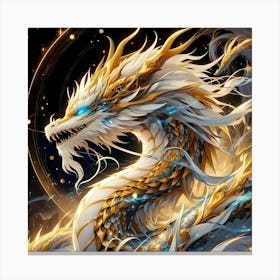 A Golden Dragon In The Galaxies 6 Canvas Print