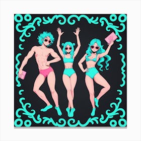 Three Girls In Bikinis 12 Canvas Print