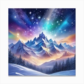 Mountain Landscape With Stars Canvas Print