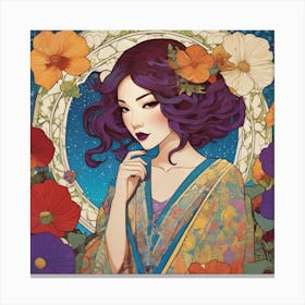 Asian Girl With Flowers 13 Canvas Print