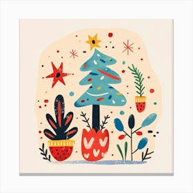 Christmas Tree Minimal Illustration Canvas Print