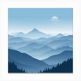Misty mountains background in blue tone 78 Canvas Print