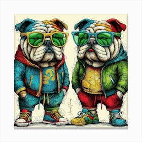 Urban Clothing Bulldog Twins Canvas Print