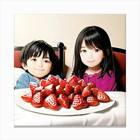 Strawberry plate for children  Canvas Print