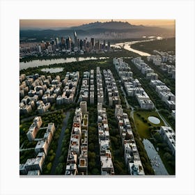 Aerial View Of A City Canvas Print