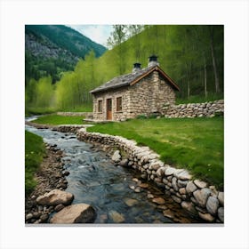 Small Stone House In The Mountains Canvas Print