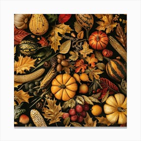 Thanksgiving Banner Texture With Autumn Leaves A 1718400140 3 Canvas Print