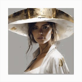 Portrait Of A Woman In A Hat Canvas Print