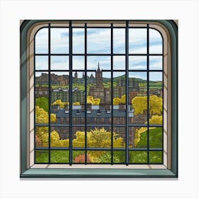 Window View Of Edinburgh Scotland In The Style Of William Morris 1 Canvas Print