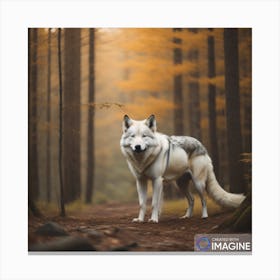 white wolf in the forest Canvas Print