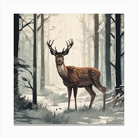 Deer In The Woods 5 Canvas Print