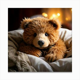 Firefly Cozy Little Bear Snuggled In Bed 85497 Canvas Print