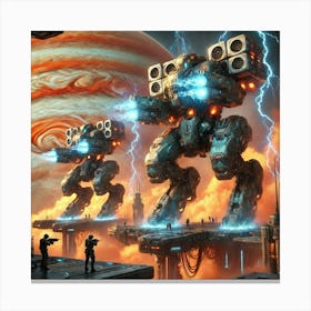 A Sci Fi Depiction Of Stormblade Mechs, Giant Mech Canvas Print