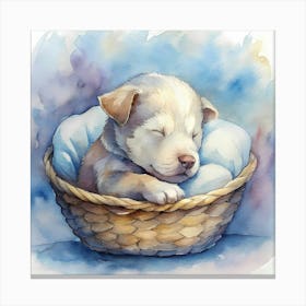 Puppy In A Basket Canvas Print