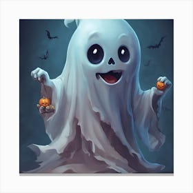 Ghost With Pumpkins Canvas Print
