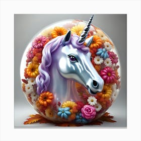 Unicorn With Flowers Canvas Print