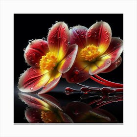 Two Flowers On A Black Background Canvas Print